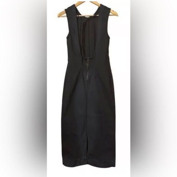 Free People Tell Me About It Black Denim Midi Dress Size 2 - New Without Tags - Picture 3 of 3